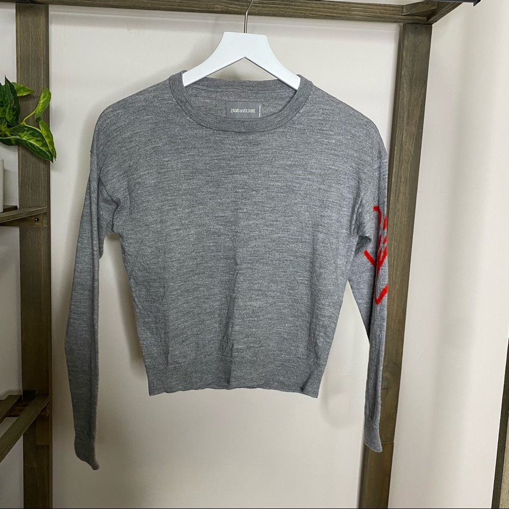 Zadig & Voltaire Merino Wool Lightning Bolt Heart Sweater XS